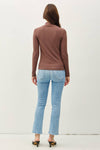 Mock Neck Knit Long Sleeve in Choco