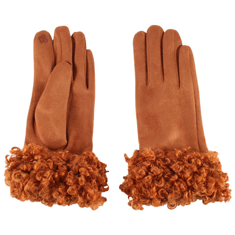 Texting Curly Cuff Gloves in Bronze