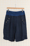 100% Linen Shorts in Jean Blue