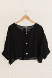100% Linen 3/4 Sleeve Shirt in Black