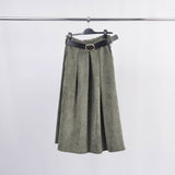 Corduroy Skirt with Belt in Brown
