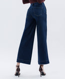High Rise Dark Wash Ankle Wide Leg Jeans