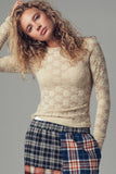 Floral Lace Long Sleeve Top in Taupe