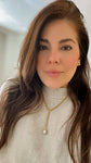 18K Gold Plated Over Stainless Steel Pearl Lariat Necklace