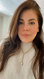 18K Gold Plated Over Stainless Steel Pearl Lariat Necklace