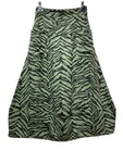 100% Linen Skirt with Zebra Print in Green