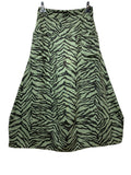 100% Linen Skirt with Zebra Print in Green
