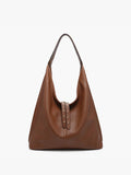 Slouchy Hobo Bag with Studded Tassels in Brown