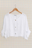 100% Linen 3/4 Sleeve Shirt in Black