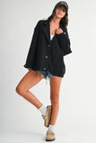 Oversized Raw Edge Knit Jacket in Black