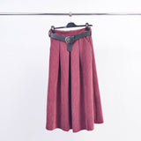 Corduroy Skirt with Belt in Brown