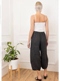 100% Linen Barrel Pants in Beige