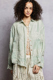 Embroidered Long Sleeve Blouse in Mint