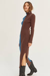 Split Tone Mock Neck Dress