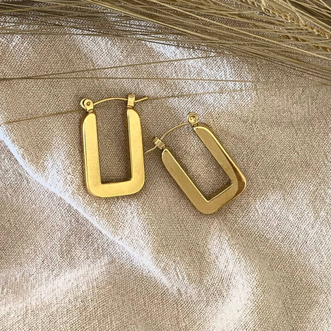 18K Gold Plated Rectangular Dangle Earrings