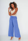 100% Linen Wide Leg Palazzo Pants in White