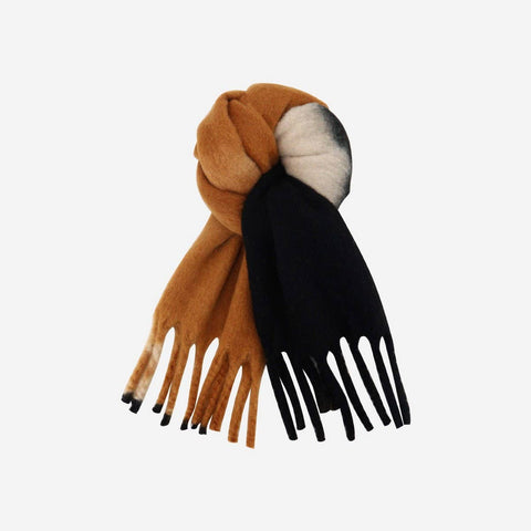 Gradient Tassel Scarf in Brown, Cream, and Black