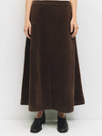 Suede Midi Skirt in Brown
