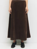 Suede Midi Skirt in Brown