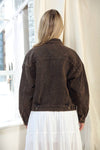 Vintage Oversized Washed Denim Trucker Jacket in Brown