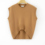 Boxy Knit Vest in Caramel