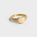 18K Gold Plated Heart Signet Ring