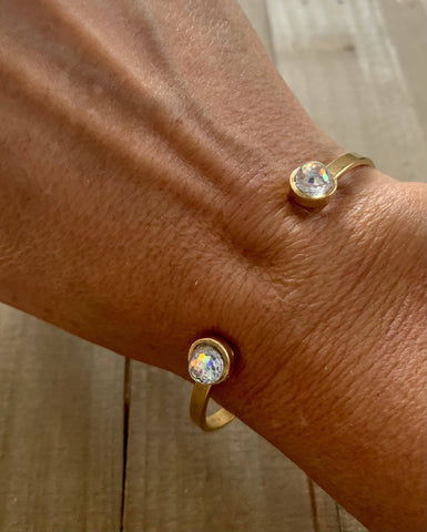 Hobnob Swarovski Crystal Gold Cuff Bracelet