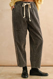 100% Cotton Washed Effect Corduroy Pants in Brown