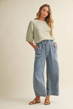Tencel Cropped Washed Denim Pants