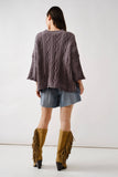 Oversized Washed Cable Sweater in Grey