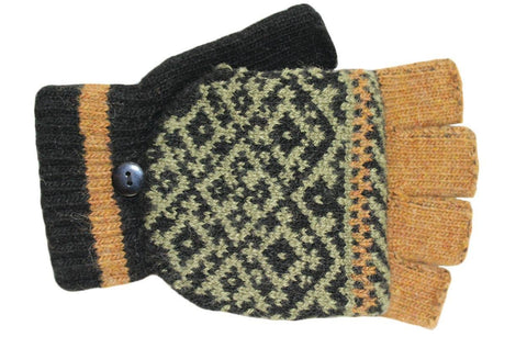Fingerless Cap Knit Gloves in Black