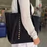 Studded Large Suede Leather Shopper Bag