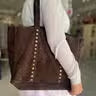 Studded Large Suede Leather Shopper Bag