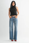 High Rise Full Length Straight Jean in Medium Wash