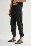 Cotton Blend French Terry Joggers in Black