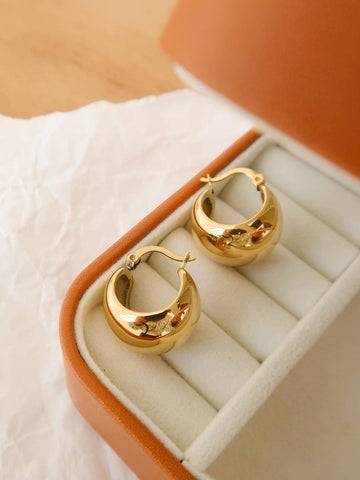 18K Gold Plated Non-Tarnish Classic Round Huggie Earrings
