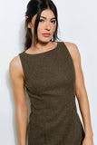 Boatneck Mini Dress in Brown Multicolor