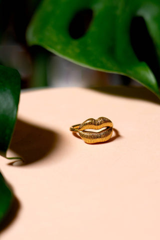 18K Gold Plated Lips Ring