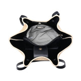 Straw Woven Tote in Black