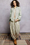 Embroidered Long Sleeve Blouse in Mint