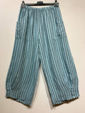100% Linen Striped Trousers in White