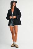 Oversized Raw Edge Knit Jacket in Black