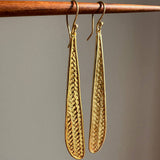 Gold Plated Bamboo Weave Shoulder Duster Earrings
