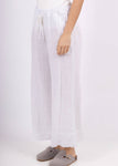 100% Linen Pants with Frayed Ankle in Black