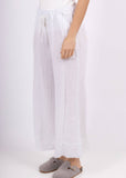 100% Linen Pants with Frayed Ankle in Black