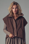 Quilted Collar Boxy Sherpa Vest in Black