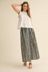 S4018   SMOCKING WAIST WITH FAKE BUTTON FRONT PRINT SKIRT: LEMON GRASS / S