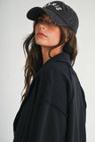 Oversized Raw Edge Knit Jacket in Black