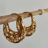 18K Gold Plated Brass Basket Hoop Earrings