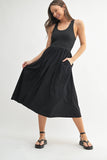 Rib Tank Midi Dress in Black
